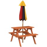  Stol za piknik za 4 djece sa suncobranom od masivne jelovine | shoptok.hr
