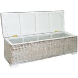  Kutija za pohranu bijela 110 cm prirodni ratan kubu i mahagonij | shoptok.hr