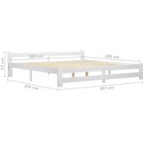  Okvir za krevet od masivne borovine bijeli 200 x 200 cm | shoptok.hr