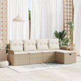 vidaXL 5-delni vrtni kavč set z blazinami Bež poli ratan | Shoptok.si