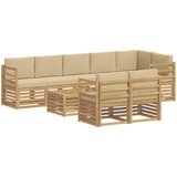 Set vanjskih sofa 9 pcs Bijela i bež 59 x 59 x 37 cm Poliester | shoptok.hr