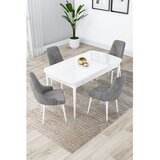 Hanah home trpezarijski set Lia, sto na razvlačenje i 4 stolice, bela ploča, siva tkanina Babyface | Eponuda.com