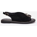 Boto Elegant Women's Sandals with Gold Decoration on Flat Heel Black S.Barski KV27-053 | Shoptok.si