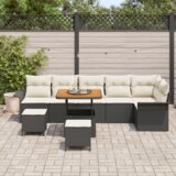  9-delni vrtni kavčni set z blazinami Črn Poli ratan Akacija | Shoptok.si