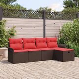  Vrtna sedežna garnitura 5 pcs Rjava in rdeča poli ratan, (5000134877) | Shoptok.si