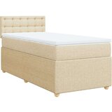 vidaXL Box spring postelja z vzmetnico krem 90x200 cm blago | Shoptok.si