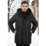 Dewberry 95968 Hooded Coat Parka with Fleece Inside-BLACK