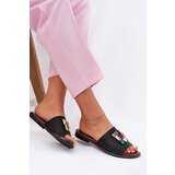 Boto Womens sandals on flat heel with decoration black Clelione | ePonuda.com