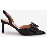 Boto Embellished Stilettos With Open Heel And Bow Black Nilandriela | Shoptok.si