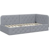 vidaXL Kotna postelja z vzglavjem Svetlo siva 90 x 200 cm blago | Shoptok.si