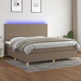  box spring s madracem LED smeđesivi 200x200 cm tkanina | shoptok.hr