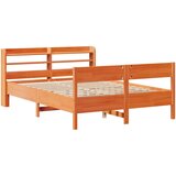 vidaXL Posteljni okvir z vzglavjem voščeno rjava 150x200 cm borovina, (21304269) | Shoptok.si