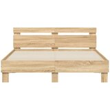  Okvir za krevet s uzglavljem i LED boja hrasta sonome 150x200cm | shoptok.hr