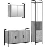  Set ormarića za kupaonicu 3 kom. Siva Sonoma 40 x 36 x 200 5 cm - Siva Sonoma Ormar s umivaonikom (3 vrata) + viseći ormar | shoptok.hr