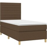  Box spring postelja z vzmetnico temno rjava 80x200 cm blago, (20930529) | Shoptok.si