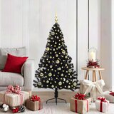 vidaXL Umjetna preddekorirana božićna jelka Črna 150 cm PVC | Shoptok.si