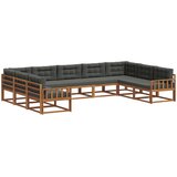  Set vanjskih sofa 9 kom. Prirodna i antracit Smeđa 404 x 247,5 x 73 cm | shoptok.hr
