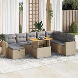vidaXL 9-dijelni set vrtnih sofa s jastucima bež od poliratana bagrem | shoptok.hr