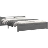  Okvir za krevet od masivnog drva sivi 135 x 190 cm bračni | shoptok.hr
