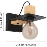 Eglo Bramerton zidna lampa E27, crna/drvo, 43753 | shoptok.hr