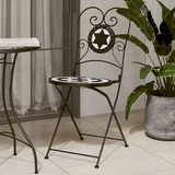 vidaXL Bistro stoli zložljivi 2 kosa črna in bela keramika