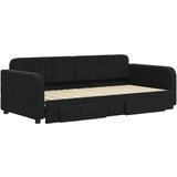  Dnevni krevet na razvlačenje s ladicama crni 90 x 190 cm baršun | shoptok.hr