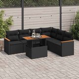 vidaXL 7-dijelni set vrtnih sofa od poliratana s jastucima crni bagrem Cijene