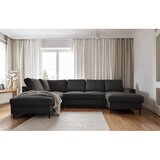 Miuform Temno siva raztegljiva kotna sedežna garnitura iz rebrastega žameta (levi kot) Lofty Lilly – | Shoptok.si