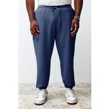 Trendyol Plus Size Indigo Oversize Comfortable 100% Cotton Sweatpants Cene