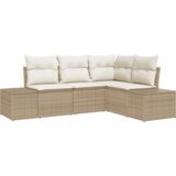  4-dijelni Vrtni Kauč Set s Jastucima Bež Poli Ratan | shoptok.hr