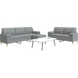  3-dijelni set sofa s tabureom i jastucima svjetlosivi tkanina | shoptok.hr