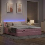 vidaXL Otomanski posteljni okvir z vzmetnicami roza 200x200cm žamet | Shoptok.si