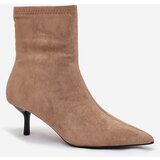 Boto Insulated Women's Ankle Boots Heeled Eco Suede Beige Belisse | Shoptok.si