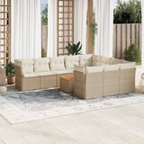 Maison Chic Seti vrtnega pohištva - Vrtna garnitura - Vrtni pohištvo set 11-delna z blazinami bež poli ratan, (21816539) | Shoptok.si