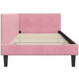 vidaXL Kotna postelja Drugo Roza 90 x 190 cm Samet in sodobno leseno | Shoptok.si