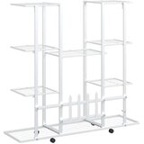  Stalak za cvijeće s kotačima 94,5x24,5x 91,5 cm bijeli željezni | shoptok.hr