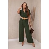 Kesi Jumpsuit with a decorative belt at the khaki-colored waistband Cene