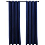 Furnova Zatemnitvene zavese z obročki 2 kosa žamet temno modre 140x175, (21918336) | Shoptok.si