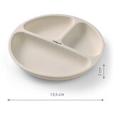 BabyOno silikonski okrugli tanjur s odjeljcima i vakuumom 6 m+, bež | shoptok.hr