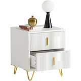 SoBuy nočna omarica z dvema predaloma v beli barvi v eklektičnem slogu, (20815152) | Shoptok.si