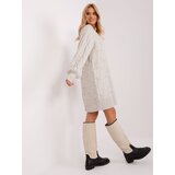 Fashion Hunters Light beige knitted dress with puffed sleeves | Shoptok.si