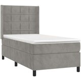 Box spring postelja z vzmetnico svetlo siva 90x200 cm žamet, (20791228) | Shoptok.si
