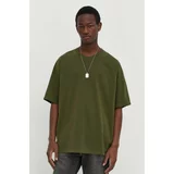 American Vintage Bombažna kratka majica moški, zelena barva
