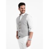 Ombre Men's jacquard suit vest without lapels - light grey | Shoptok.si