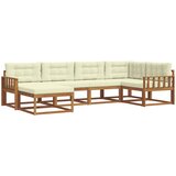  Set vanjskih sofa 6 kom. Prirodna i krem Smeđa 327 x 168,5 x 73 cm | Shoptok.si