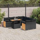 vidaXL 9-dijelni set vrtnih sofa s jastucima crni od poliratana bagrem | shoptok.hr