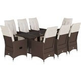 vidaXL Vrtna bistro garnitura 9-delna z blazinami rjav poli ratan, (21316149) | Shoptok.si