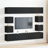 vidaXL Set TV ormarića od 6 dijelova zidni crni hrast inženjersko drvo, Zidni TV ormarići 2 kom crni hrast 30.5x30x30 cm, Crni hrast zidni TV ormarić 100x30x30 cm izrađen od inženjerskog drva | shoptok.hr
