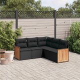 Maison Chic Seti vrtnega pohištva - Vrtna garnitura - Vrtni pohištvo set 5-delna z blazinami črn poli ratan, (21817326) | Shoptok.si