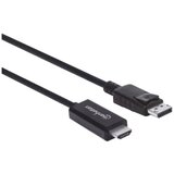 Manhattan DisplayPort / HDMI priključni kabel 3.0 m 153218 crna [1x muški konektor displayport - 1x muški konektor HDMI] | Eponuda.ba